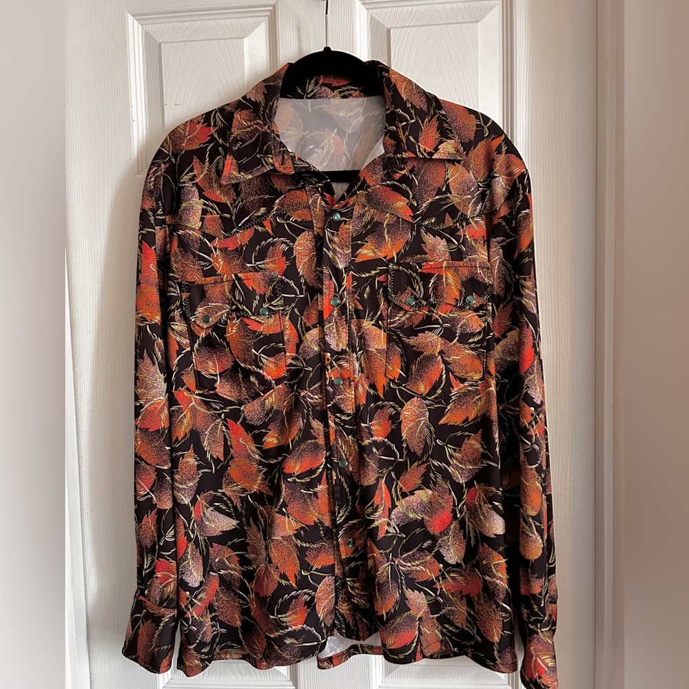 Vintage Men's Leaf Pattern Shirt